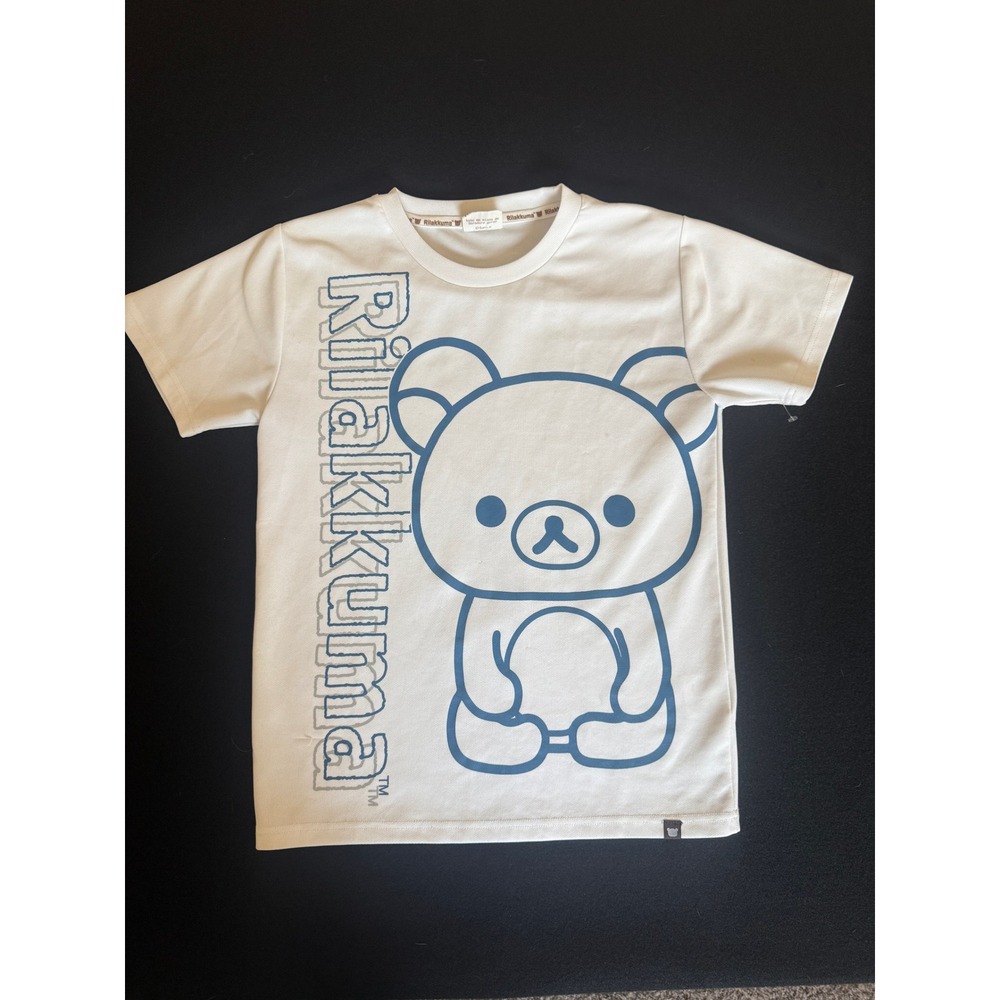 Rilakkuma Graphic T-Shirt Kids L White Blue Good Kawaii Sanrio Bear Tee
